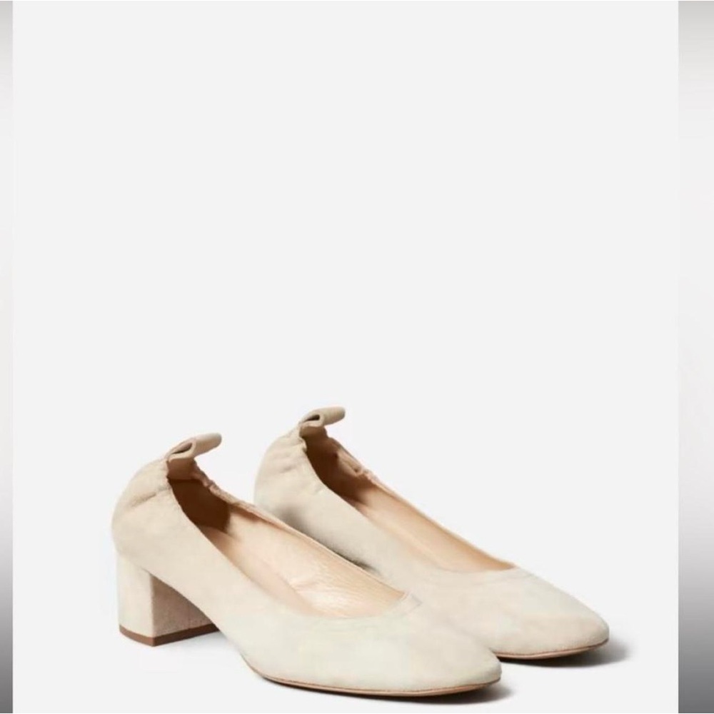 Everlane Italian Leather Day Heel Cream Suede